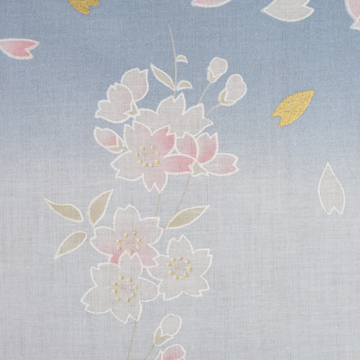 Floral Motif Cotton Handkerchief - Sky
