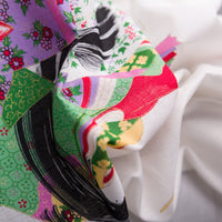 Ukiyo-e Motif Cotton Handkerchief - White