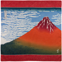 Fuji Motif Cotton Handkerchief - Red