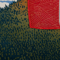 Fuji Motif Cotton Handkerchief - Red