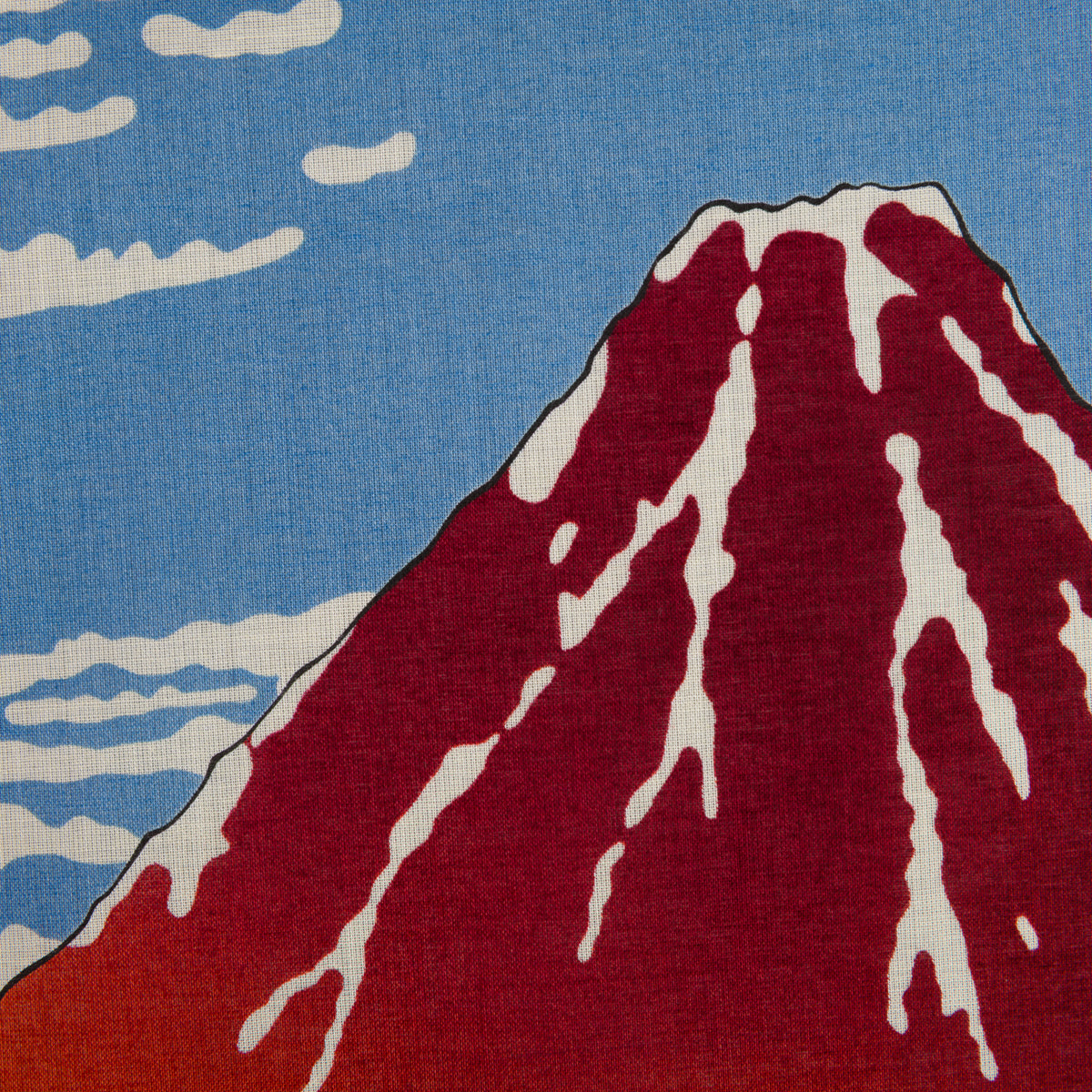 Fuji Motif Cotton Handkerchief - Red