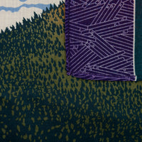 Fuji Motif Cotton Handkerchief - Purple
