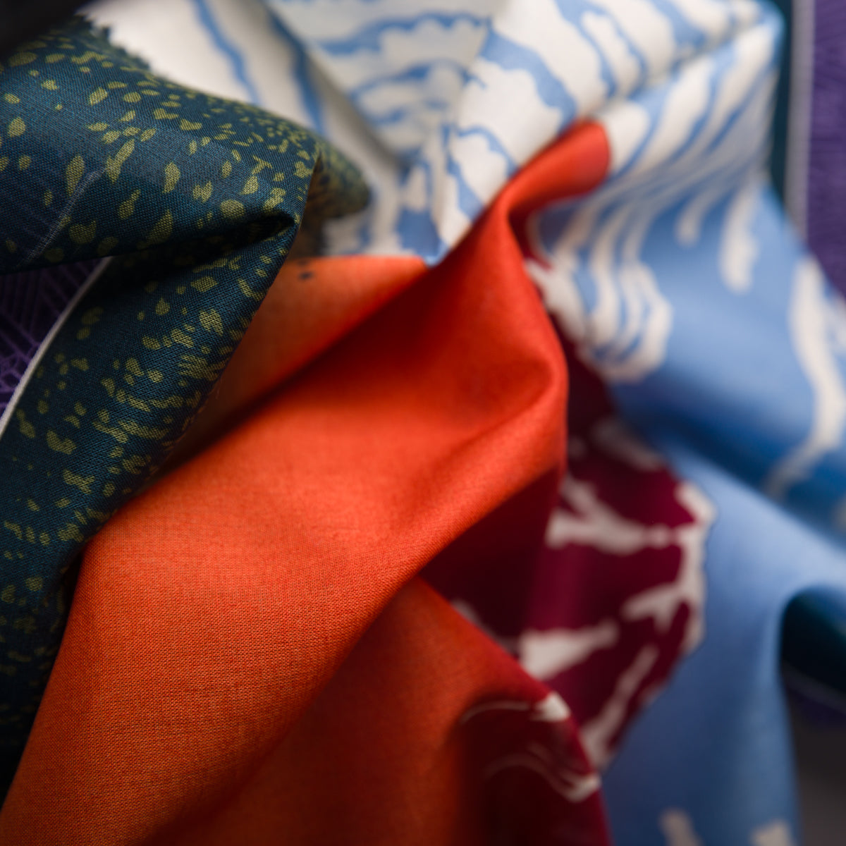 Fuji Motif Cotton Handkerchief - Purple