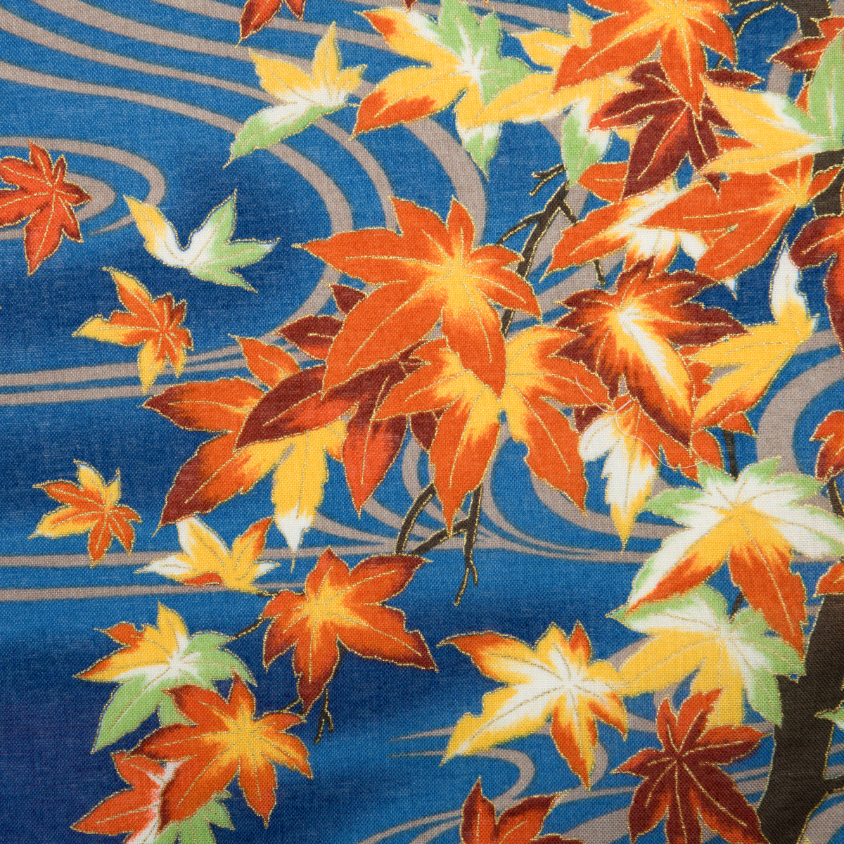 Kimono Motif Cotton Handkerchief - Light Navy