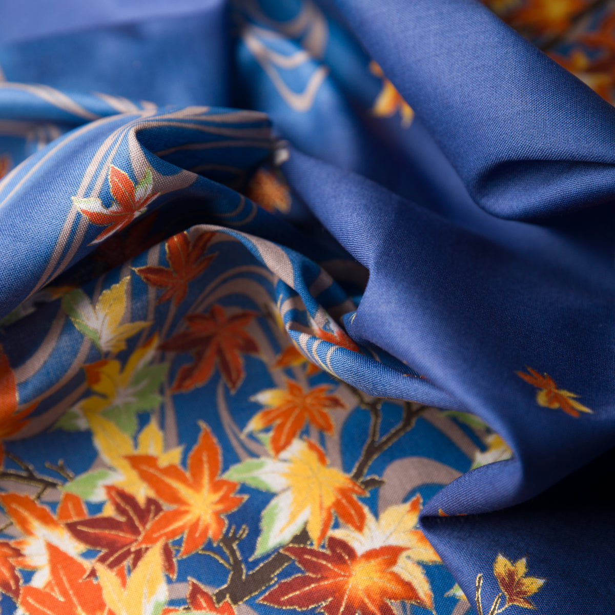 Kimono Motif Cotton Handkerchief - Light Navy