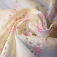 Floral Motif Cotton Handkerchief - Yellow / Sky