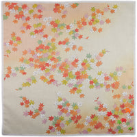 Floral Motif Cotton Handkerchief - Cream / Rust