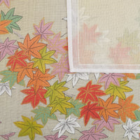 Floral Motif Cotton Handkerchief - Cream / Rust