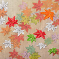 Floral Motif Cotton Handkerchief - Cream / Rust