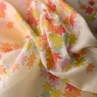 Floral Motif Cotton Handkerchief - Cream / Rust