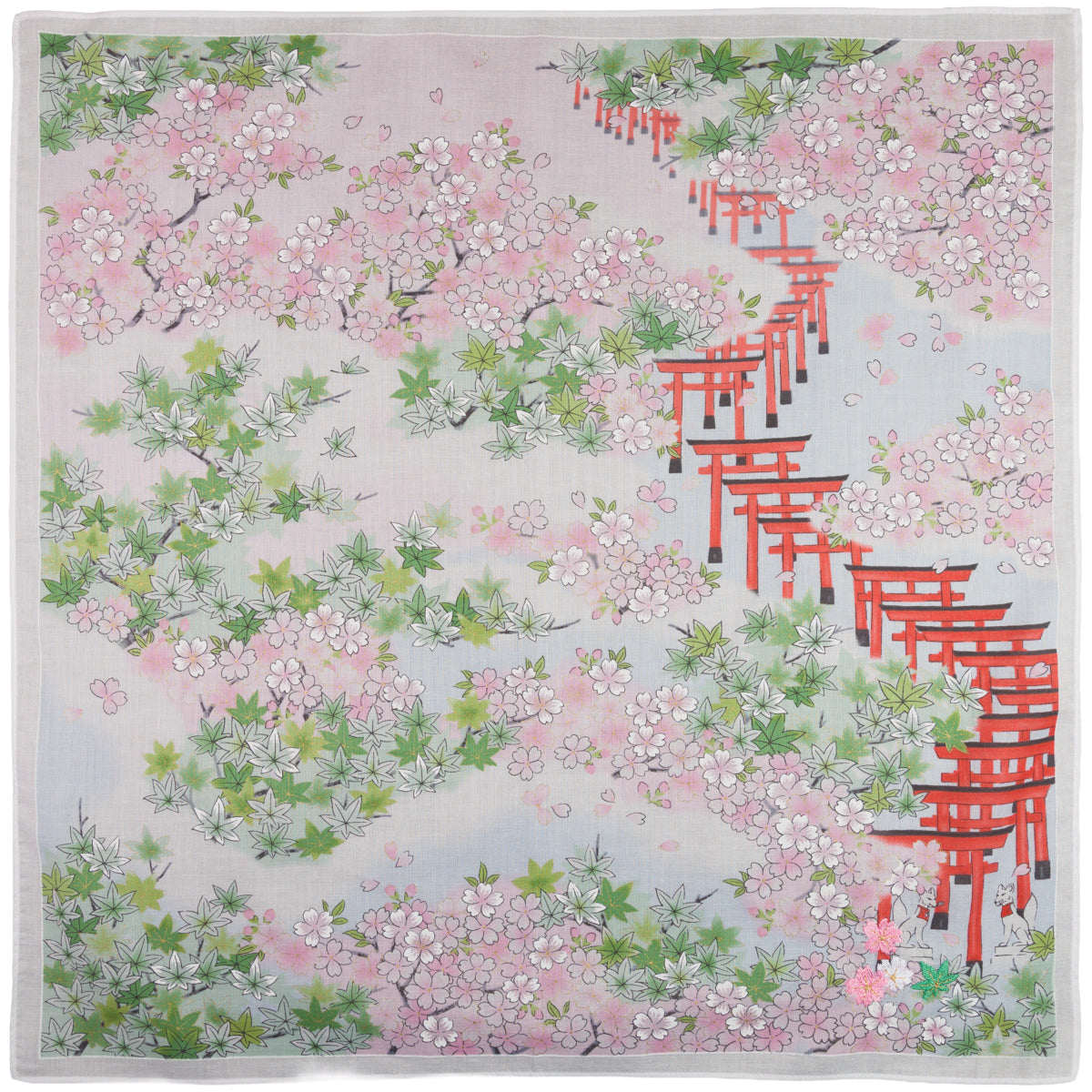 Floral Motif Cotton Handkerchief - Pink