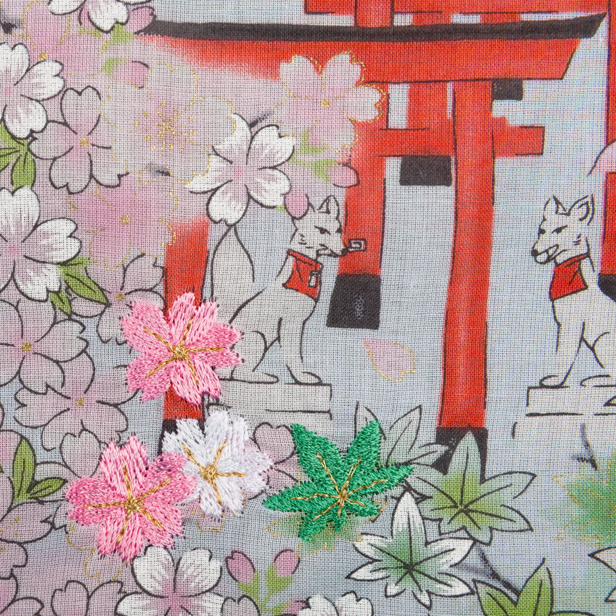 Floral Motif Cotton Handkerchief - Pink