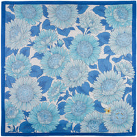 Floral Motif Cotton Handkerchief - Blue