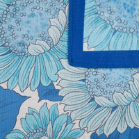 Floral Motif Cotton Handkerchief - Blue