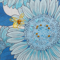 Floral Motif Cotton Handkerchief - Blue