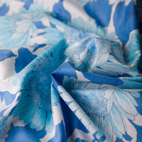 Floral Motif Cotton Handkerchief - Blue