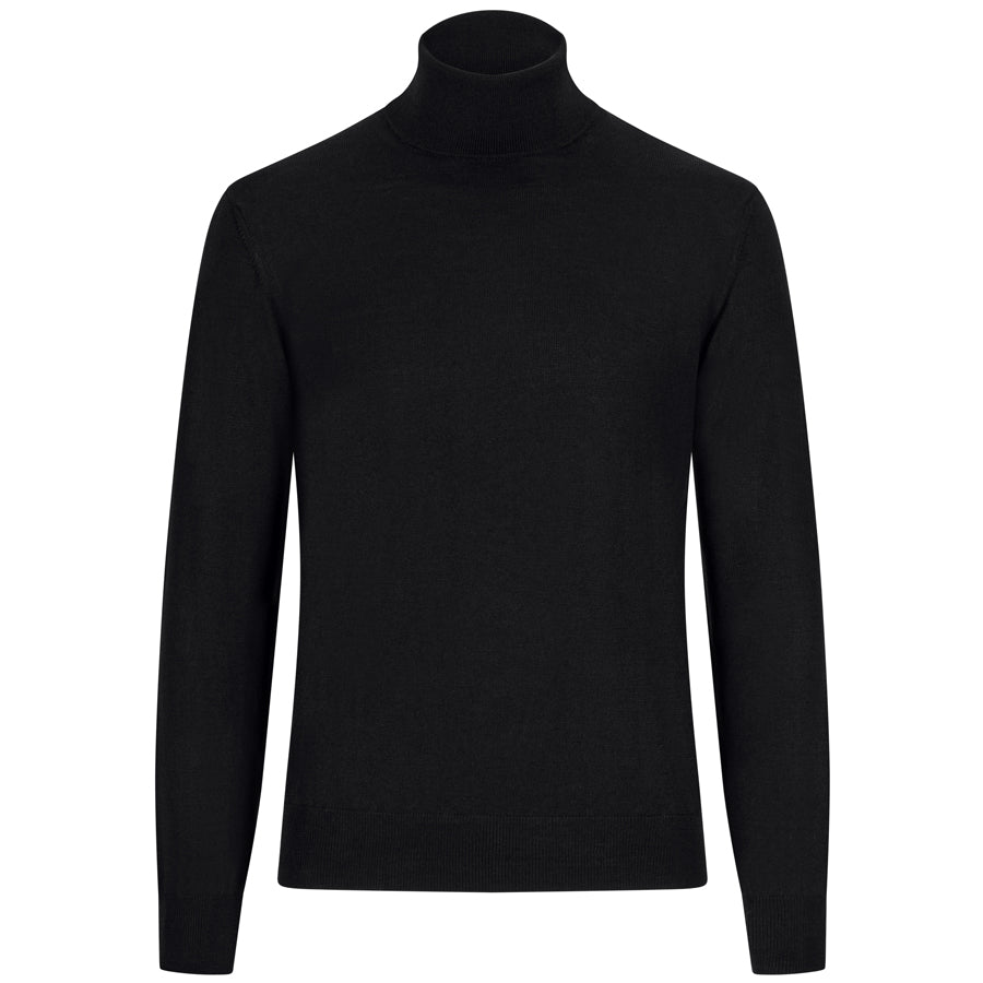 Merino Wool Knitted Turtleneck - Black