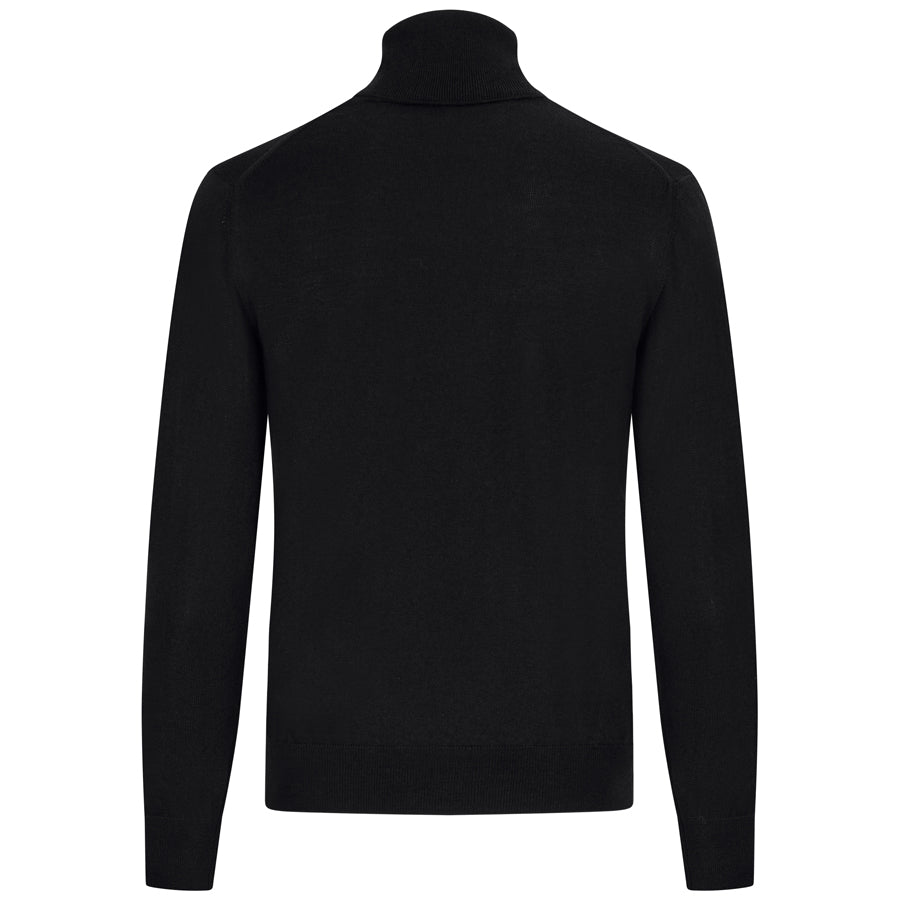 Merino Wool Knitted Turtleneck - Black