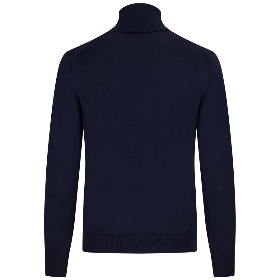 Merino Wool Knitted Turtleneck - Navy