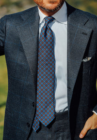 Ancient Madder Silk Tie - Madder Blue - Hand-Rolled