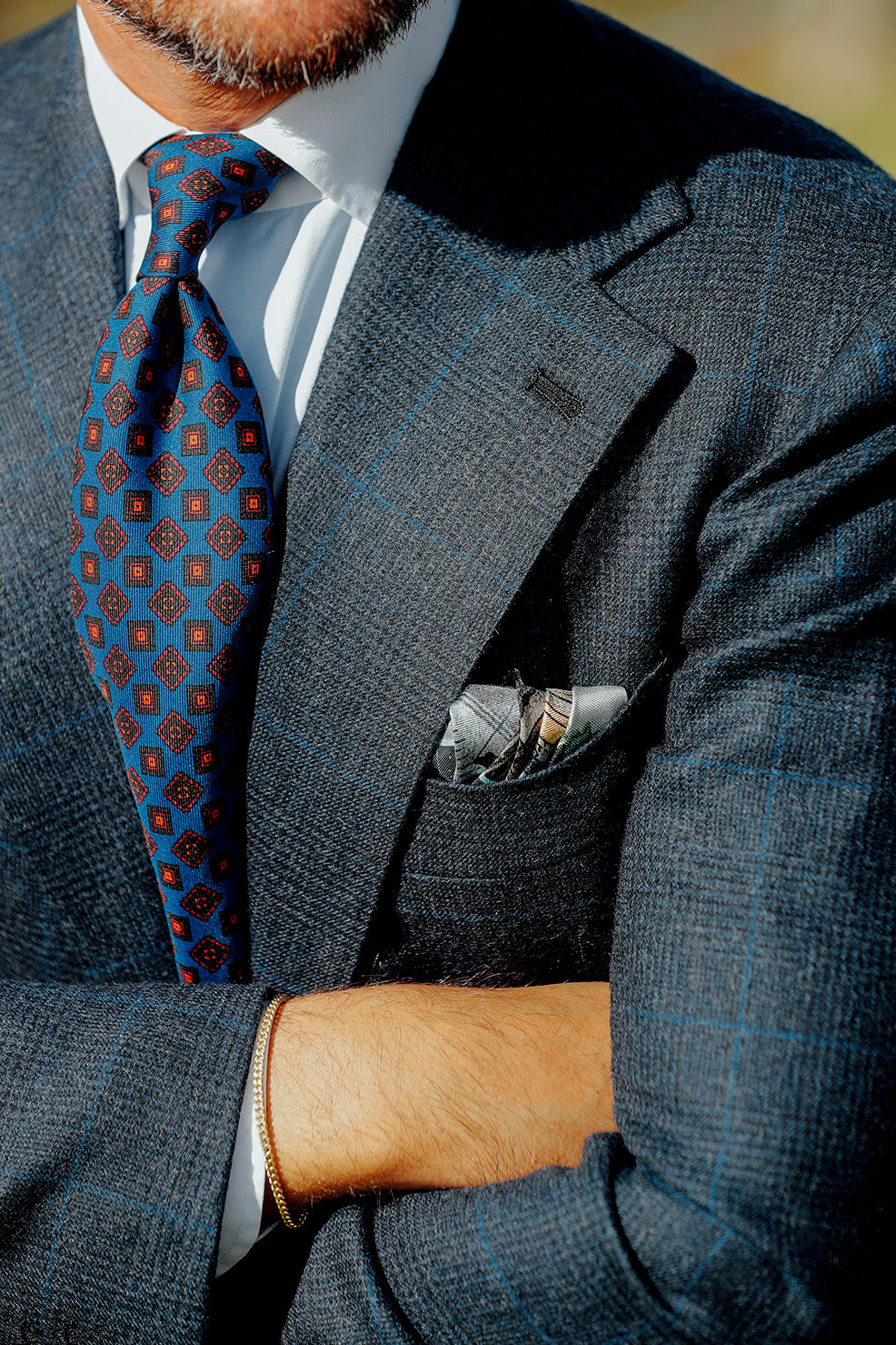 Ancient Madder Silk Tie - Madder Blue - Hand-Rolled