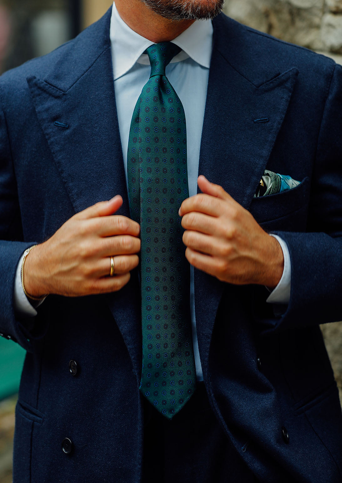 Ancient Madder Silk Tie - Forest - Hand-Rolled