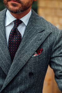 Ancient Madder Silk Tie - Black- Hand-Rolled