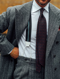 Ancient Madder Silk Tie - Black- Hand-Rolled