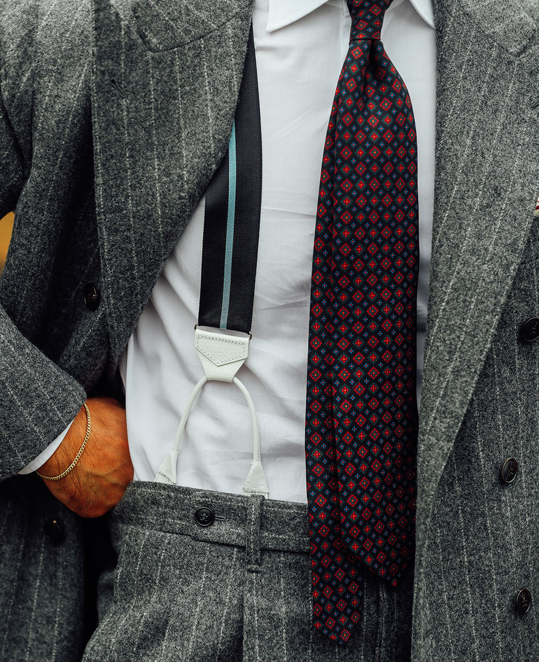 Barathea Braces - Black / Cyan