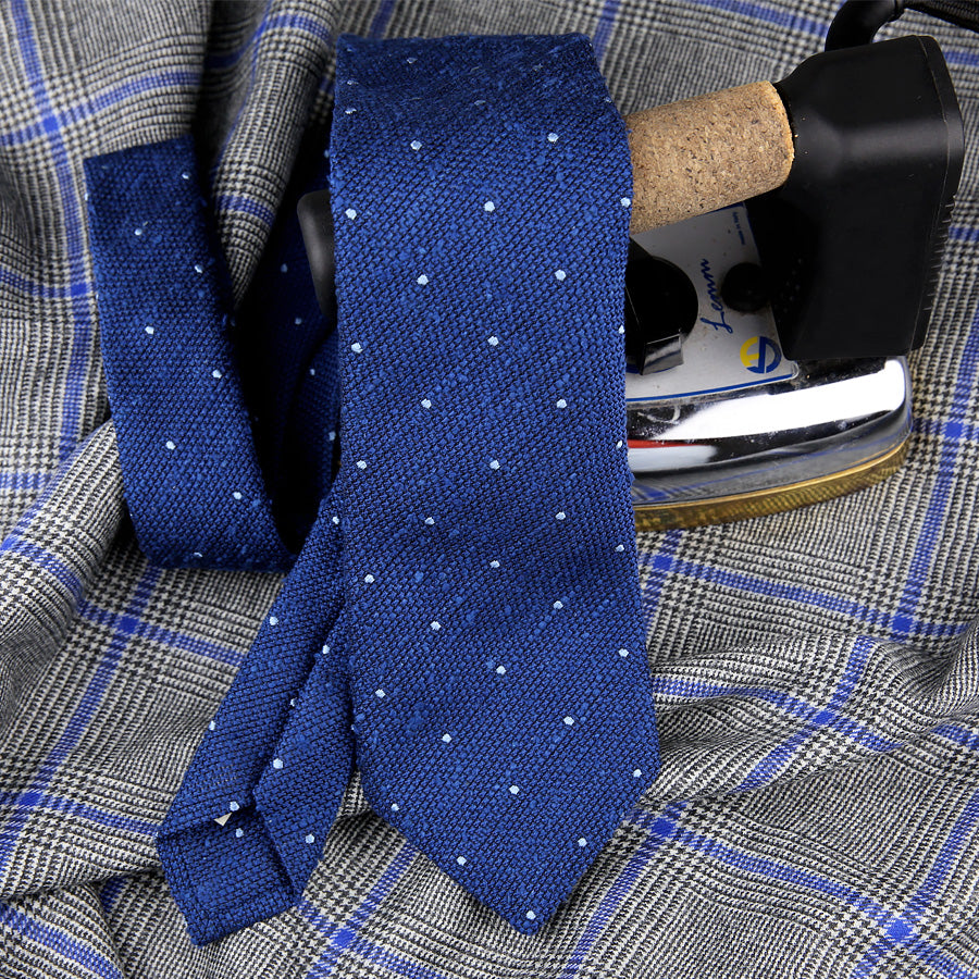 Dotted Shantung Grenadine Bespoke Tie - Blue / Sky