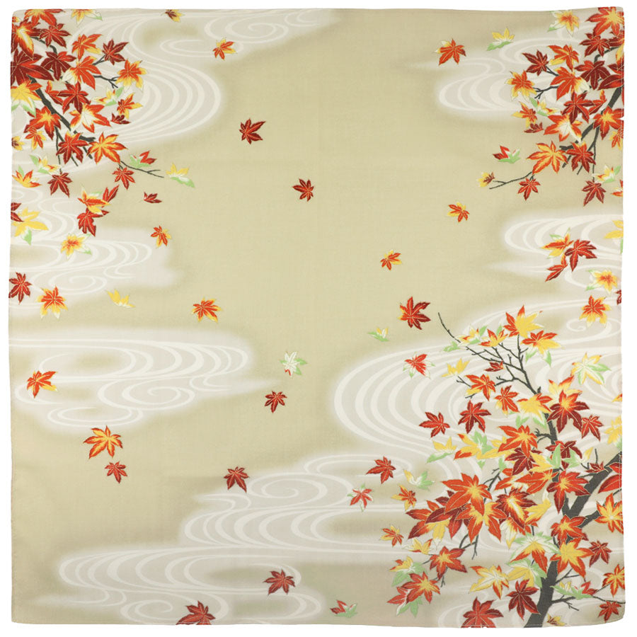 Floral Motif Cotton Handkerchief - Beige
