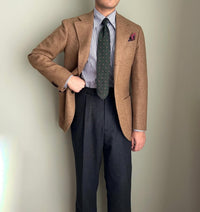 Floral Fina Grenadine Silk Tie - Forest - Hand-Rolled