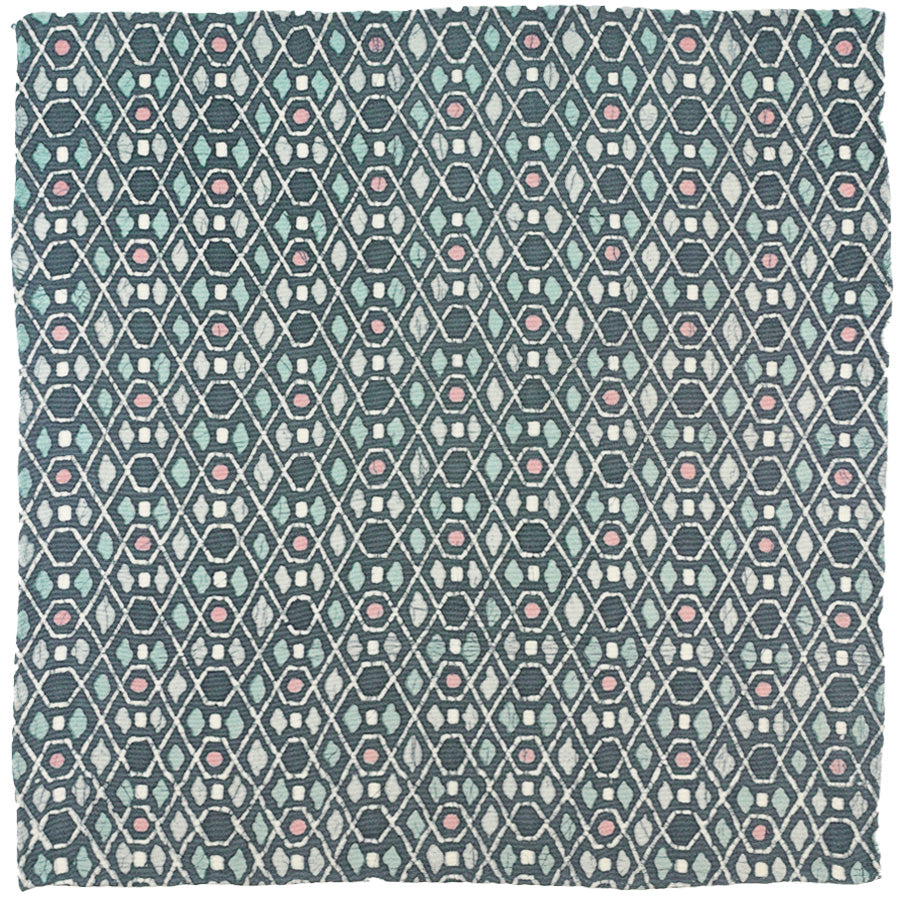 Vintage Kimono Silk Pocket Square - Steel Blue