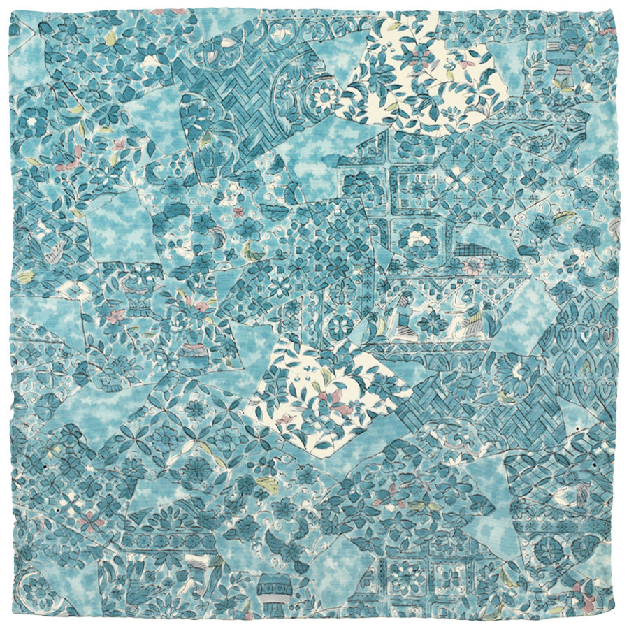 Vintage Kimono Silk Pocket Square - Sky Blue