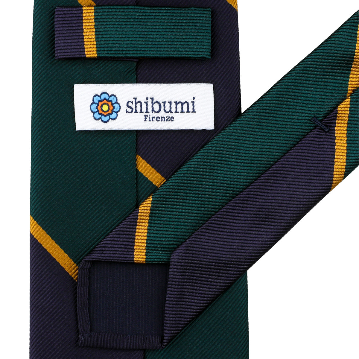 Japanese Repp Stripe Silk Tie - Forest / Eggplant