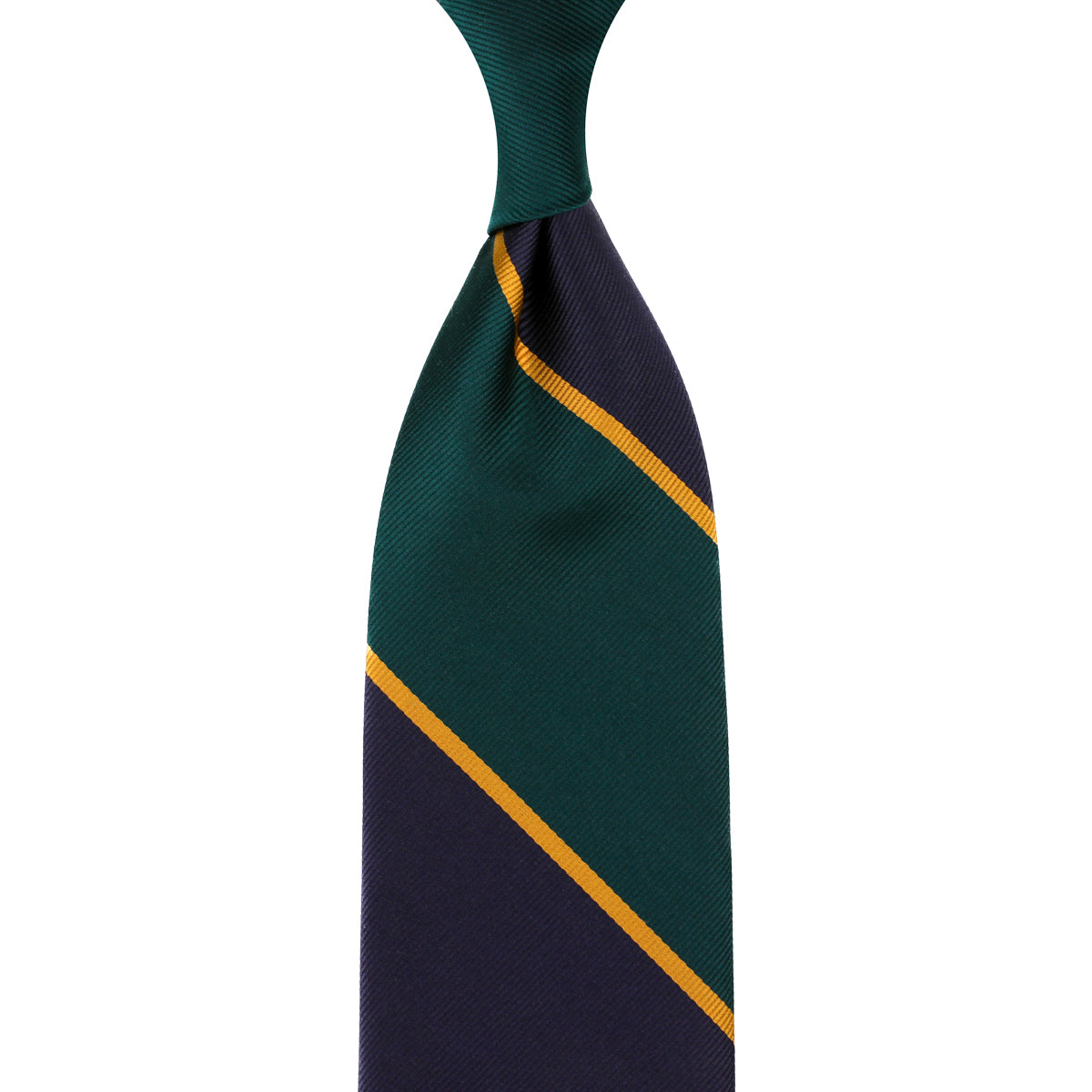 Japanese Repp Stripe Silk Tie - Forest / Eggplant
