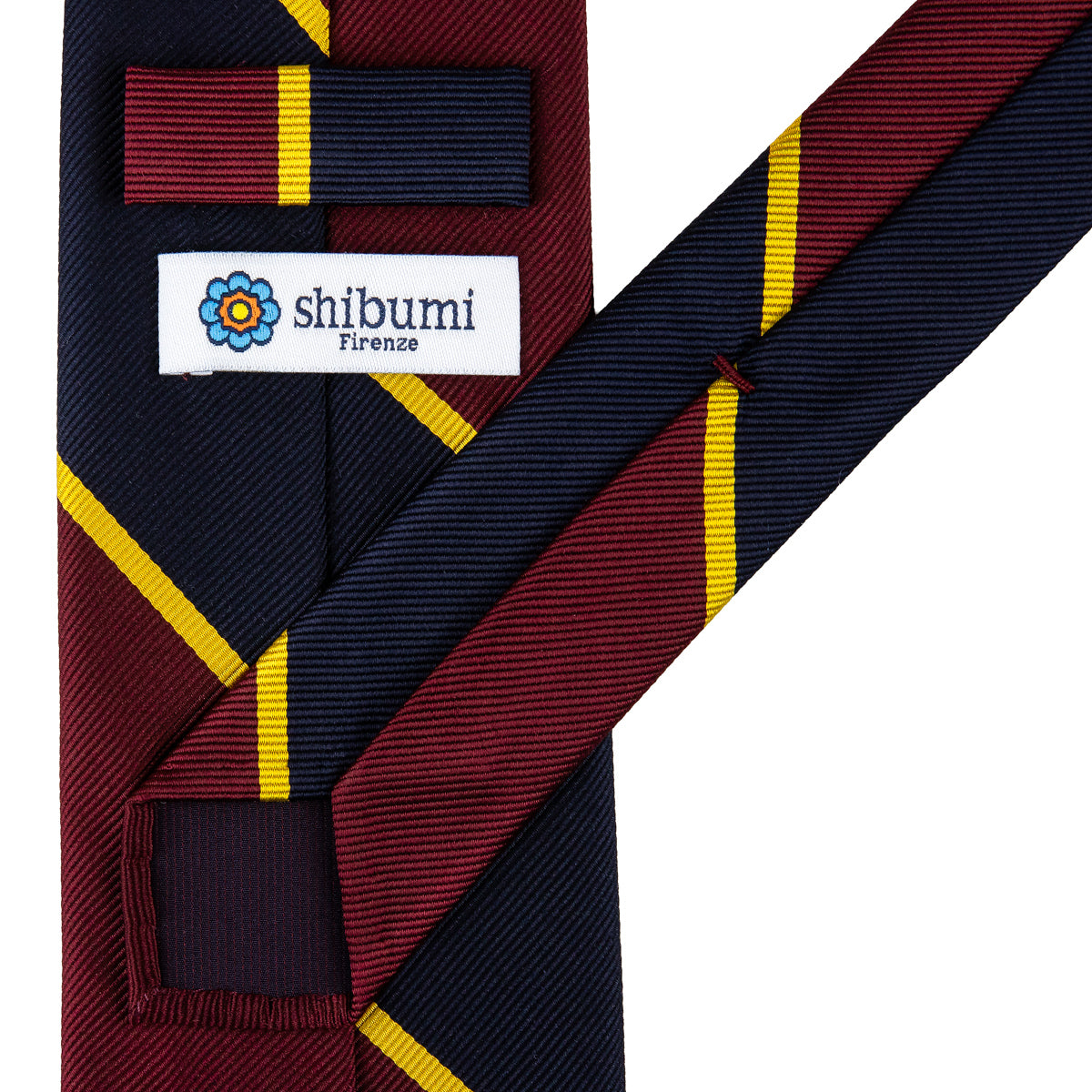 Japanese Repp Stripe Silk Tie - Navy / Burgundy / Gold