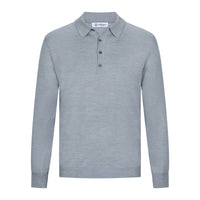 Merino Wool / Silk Knitted Polo - Light Grey