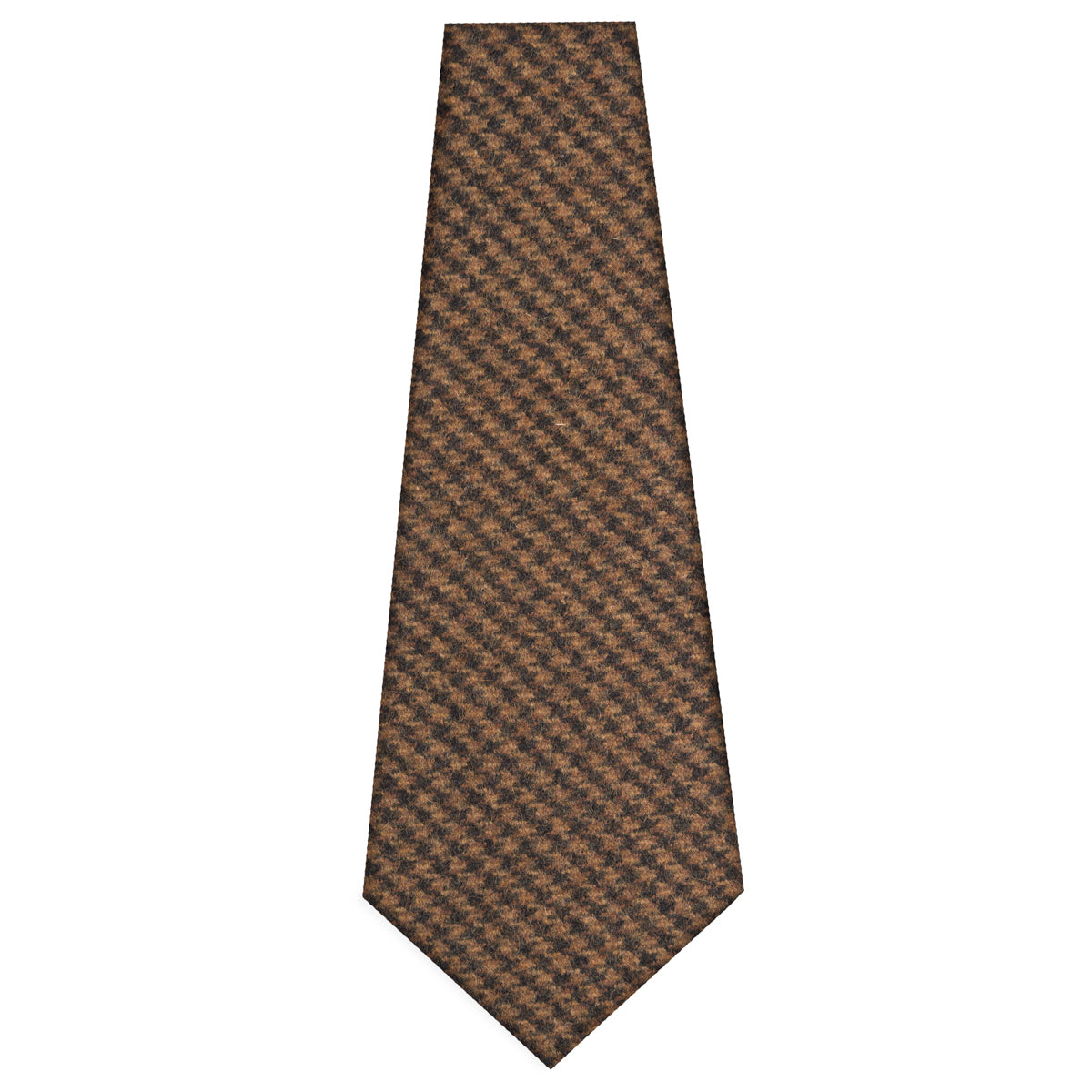 Houndstooth Bespoke Wool Tie - Brown