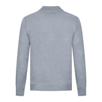 Merino Wool / Silk Knitted Polo - Light Grey