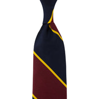 Japanese Repp Stripe Silk Tie - Navy / Burgundy / Gold