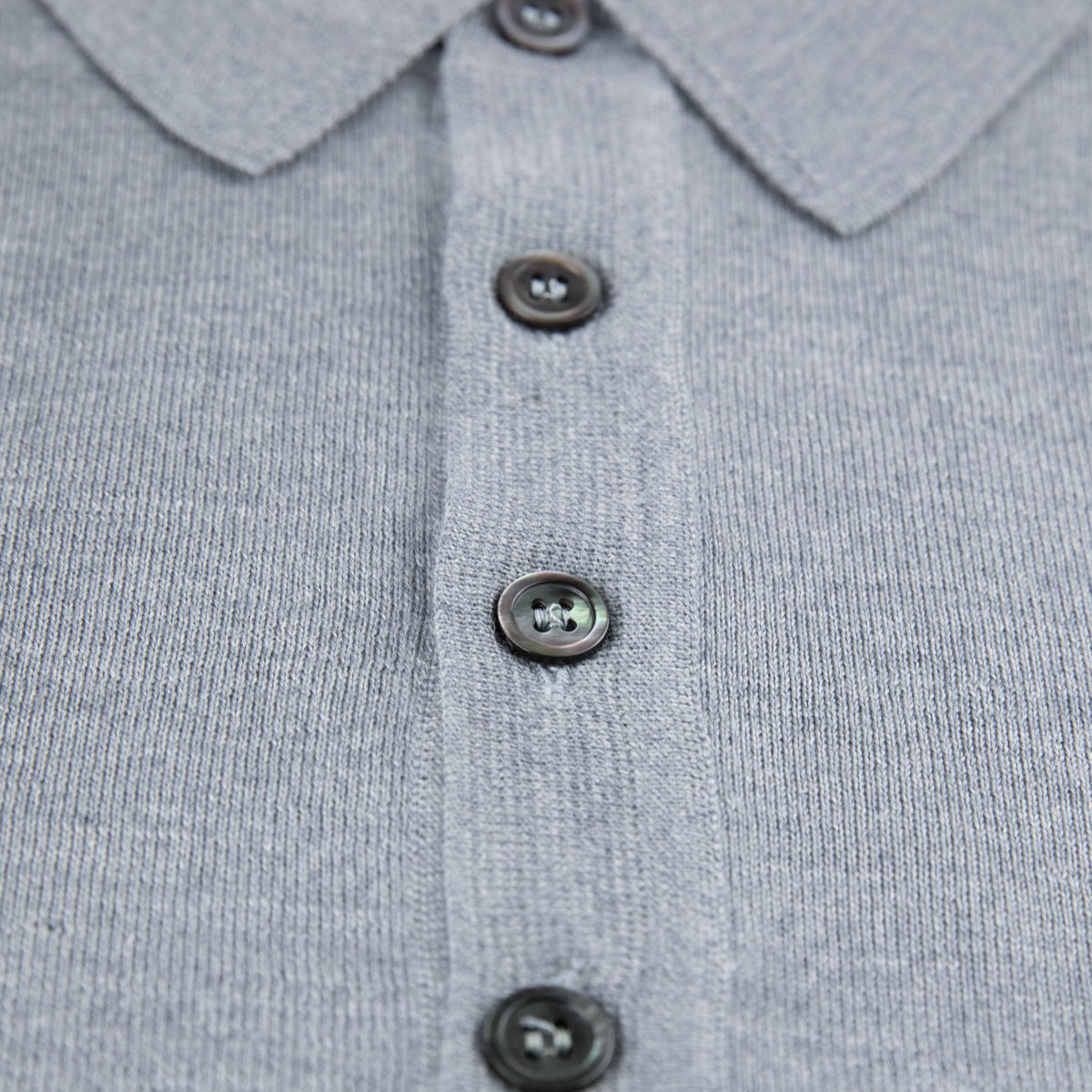 Merino Wool / Silk Knitted Polo - Light Grey