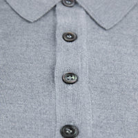 Merino Wool / Silk Knitted Polo - Light Grey