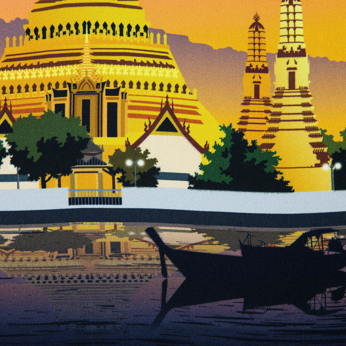 Bangkok Travel Poster Silk Pocket Square - 40x40cm