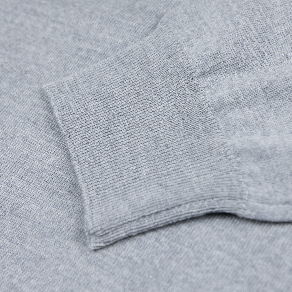Merino Wool / Silk Knitted Polo - Light Grey