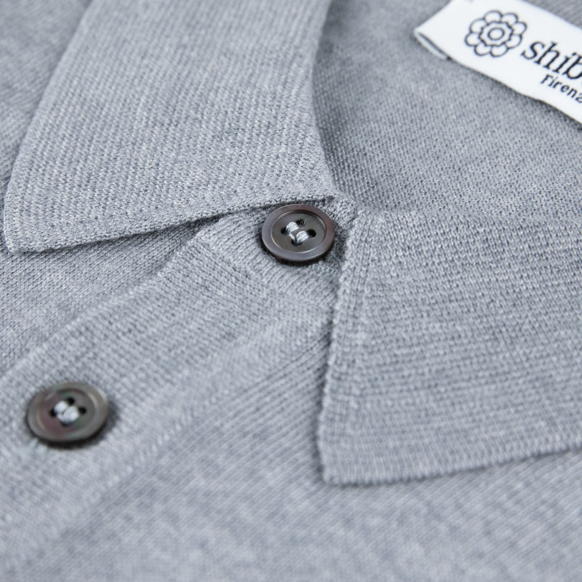 Merino Wool / Silk Knitted Polo - Light Grey