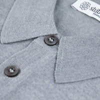 Merino Wool / Silk Knitted Polo - Light Grey