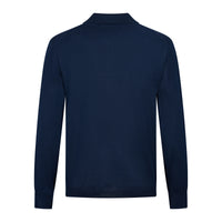 Merino Wool / Silk Knitted Polo - Navy