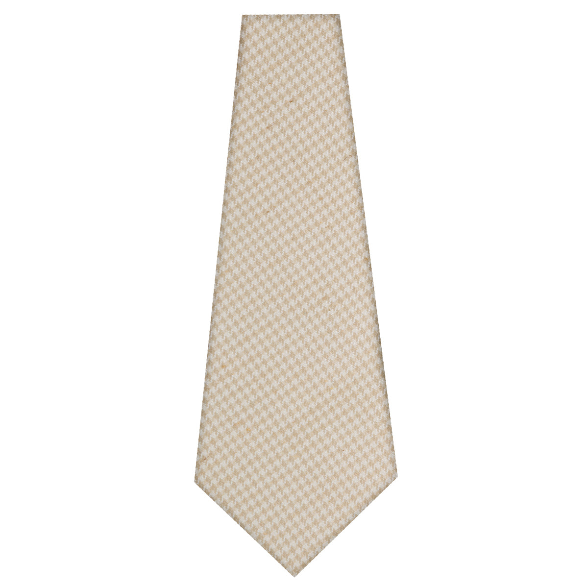 Houndstooth Bespoke Wool / Silk Tie - Cream