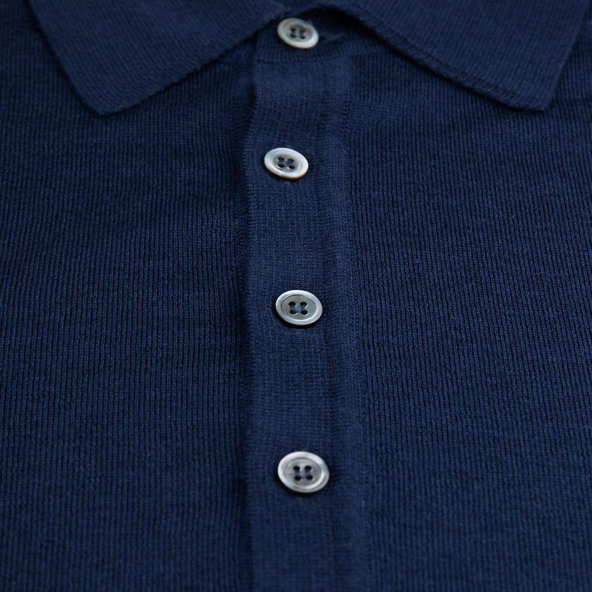 Merino Wool / Silk Knitted Polo - Navy